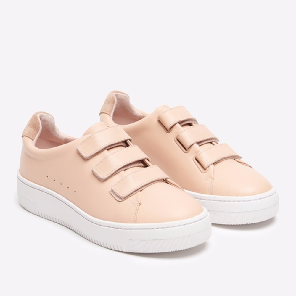Sandro Anita pink leather velcro sneakers trainers